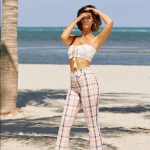 Urban Outfitters Leila Plaid Kick Flare Pant